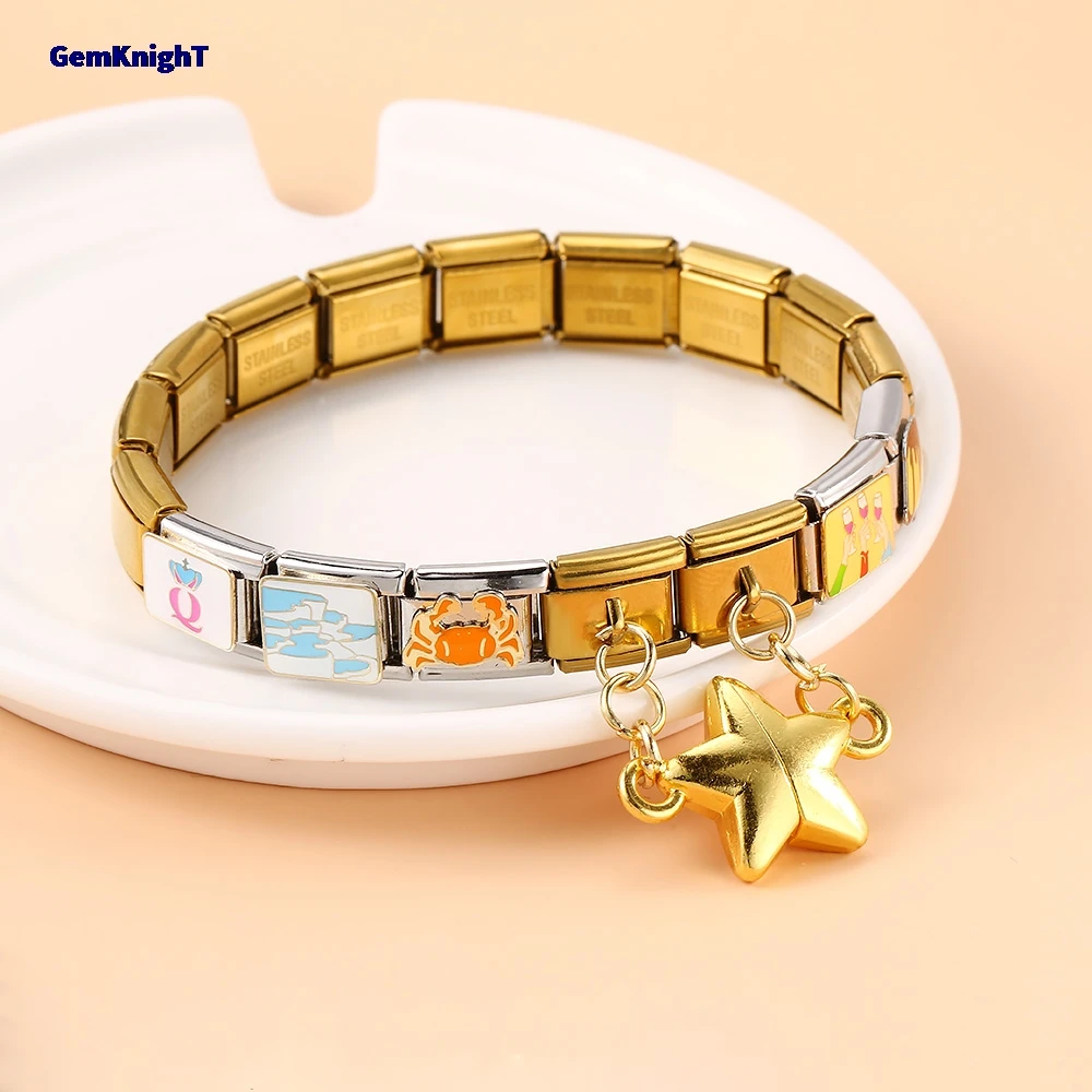 Abnehmbare sternförmige magnetische Anziehung italienischer Charm-Link für 9 mm DIY-Herstellung von Perlen, modischer Edelstahl-Armband-Schmuck – Detail 7