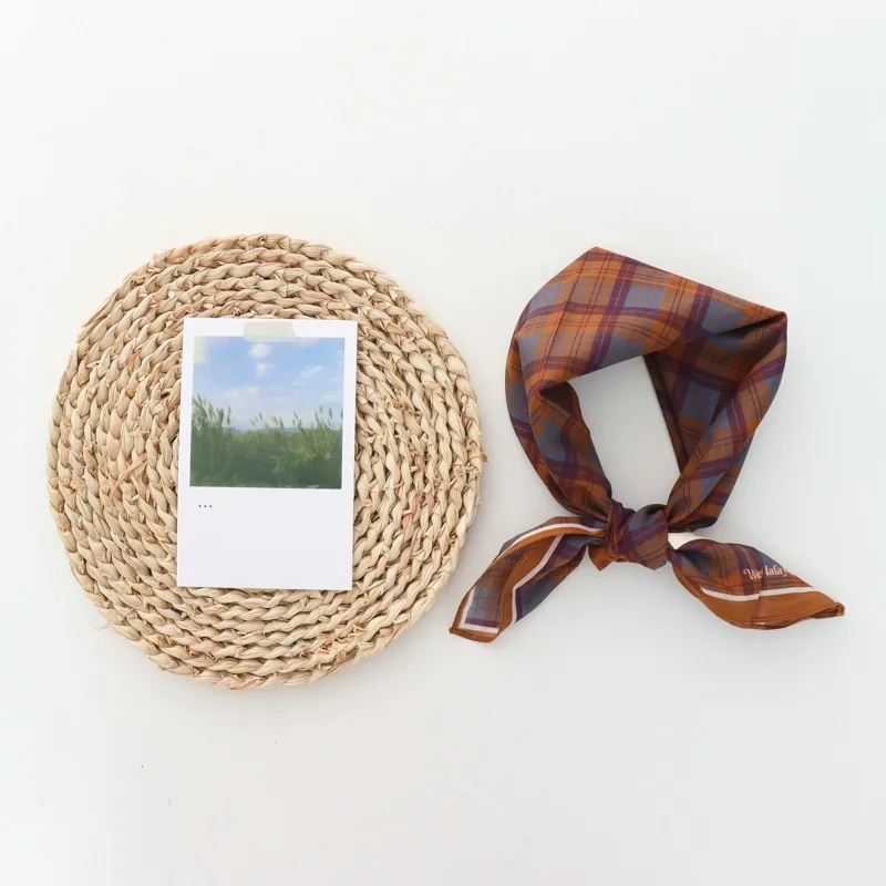 100% Cotton Striped Fresh All-Match Small Square Towel 2025 New Fashion Closed Toe Scarf for Square Scarf Women Headband image 4