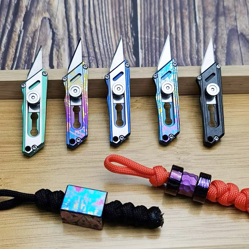 Multi-style Color Titanium Alloy MINI Utility Knife Multi-function Small Crowbar Corkscrew Nail Puller Portable Keychain Knife