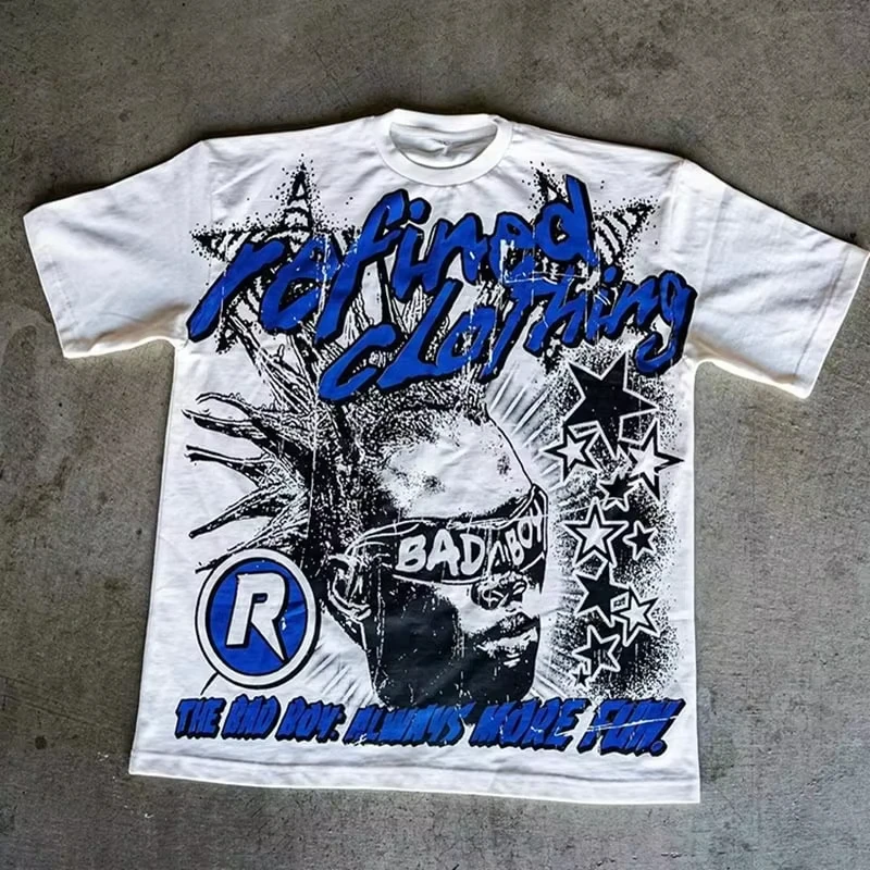 

Хлопковая футболка с графическим принтом Bad Boy, повседневная и удобная, подходит для мужчин и женщин, футболки с графическим принтом, повседневный свободный топ