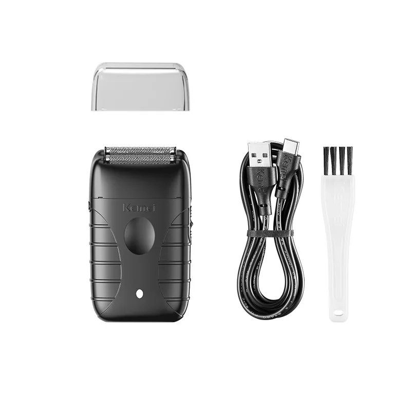 Kemei ماكينة حلاقة كهربائية المهنية أداة تهذيب اللحية الحلاقة المحمولة ماكينة حلاقة الترددية الحلاقة 2 شفرة USB تهمة للرجال KM-T95 #4