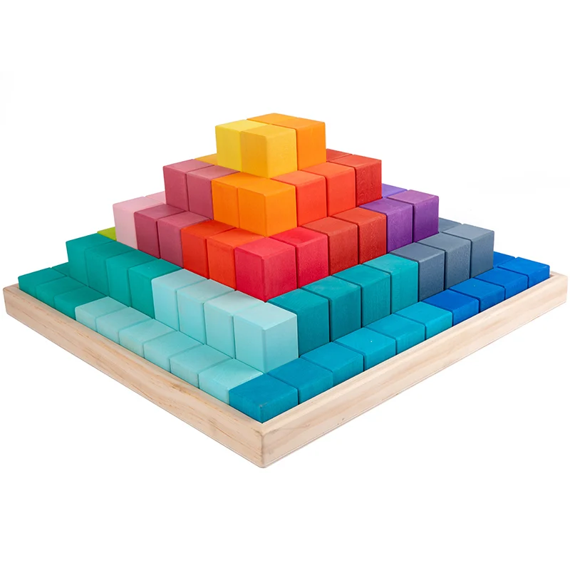 

Children's educational toys wooden large pyramid building block set large particles basic early education intellectual toys