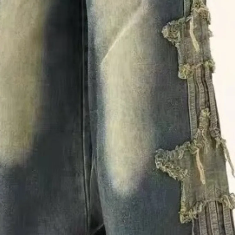 ANJY Autumn Winter New Women's Spliced Star Niche Chic Tide Loose Wide-Leg Jeans American High Street Fashion Denim Pants A14830