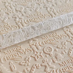 Seamless Abstract Pattern With Christmas Tree Stars Merry Christmas Letters Embossed Rolling Pins