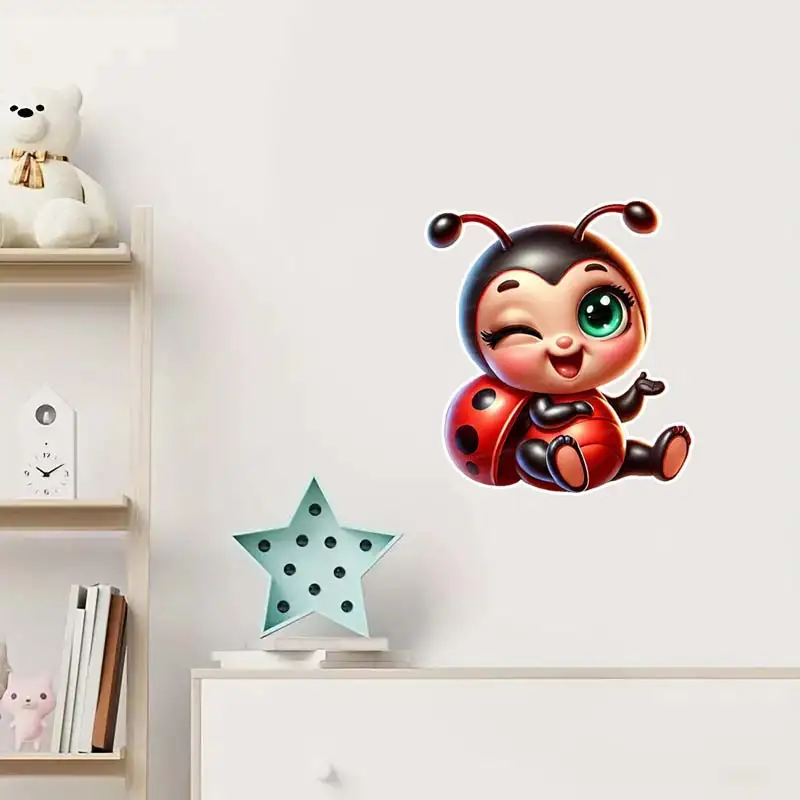 لطيف الخنفساء الجدار ملصق غرفة الاطفال غرفة نوم للجدار الديكور جدارية ذاتية اللصق ديكور المنزل لطيف الحشرات ملصقات فنية S1081 #3