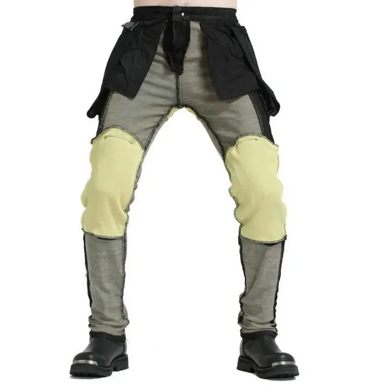 دراجة نارية ارتداء مقاومة ركوب السراويل مرونة عالية سوبر سليم موتوكروس حماية الجينز الذكور فارس موضة بناطيل كاجوال #4