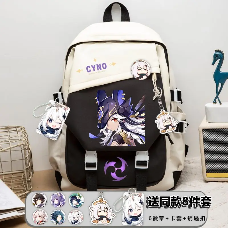 Anime Games Genshin Impact Xiao Kamisato Ayaka Hutao Klee Tartaglia Unisex Casual Cartoon Print  For Students School Backpacks