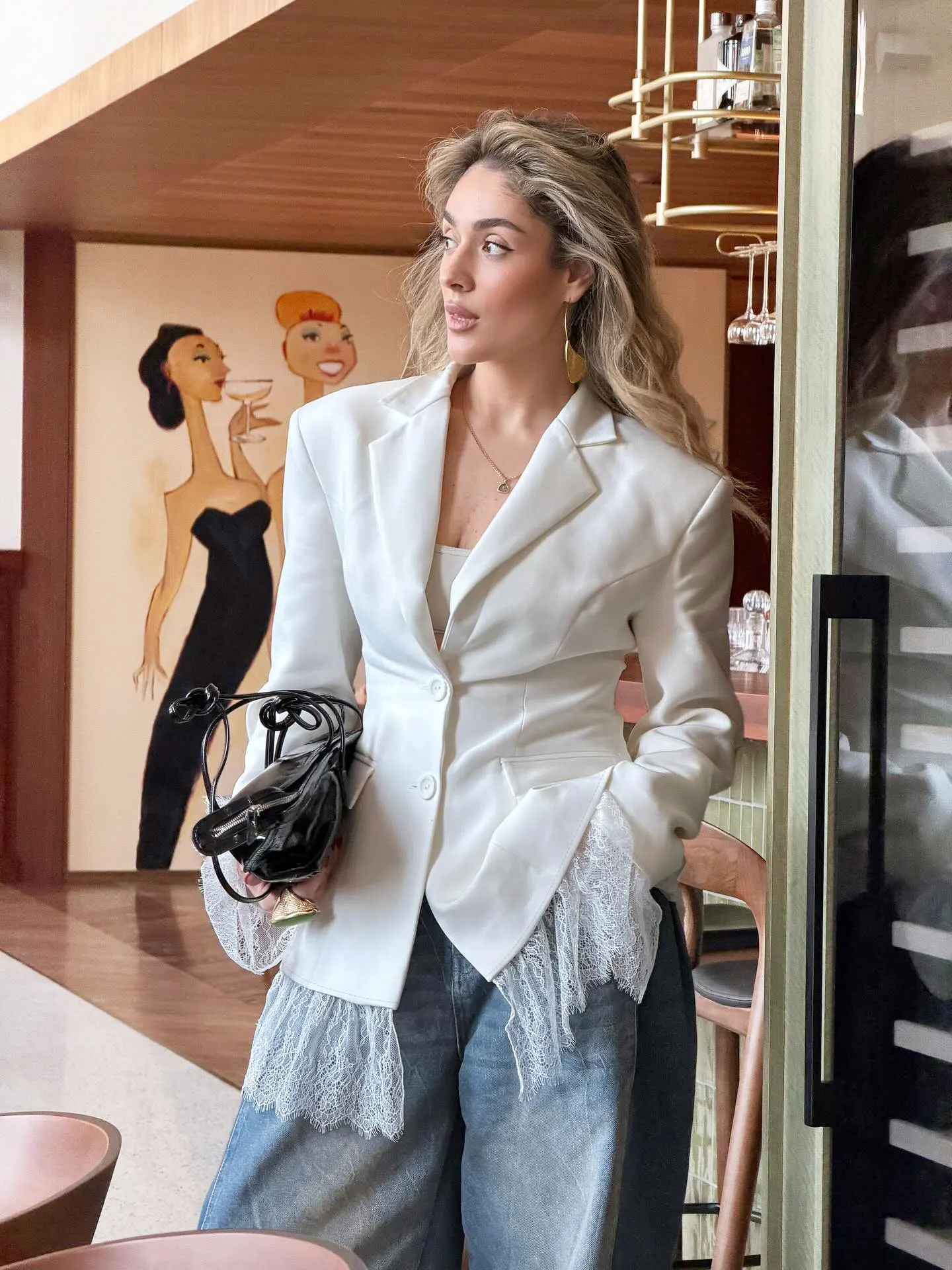 New Autumn. And Winter High-end Waist-cinching Slim-fit Lace Patchwork Blazer With A Stiglich And Elegant Design 2026 Sexy Beach