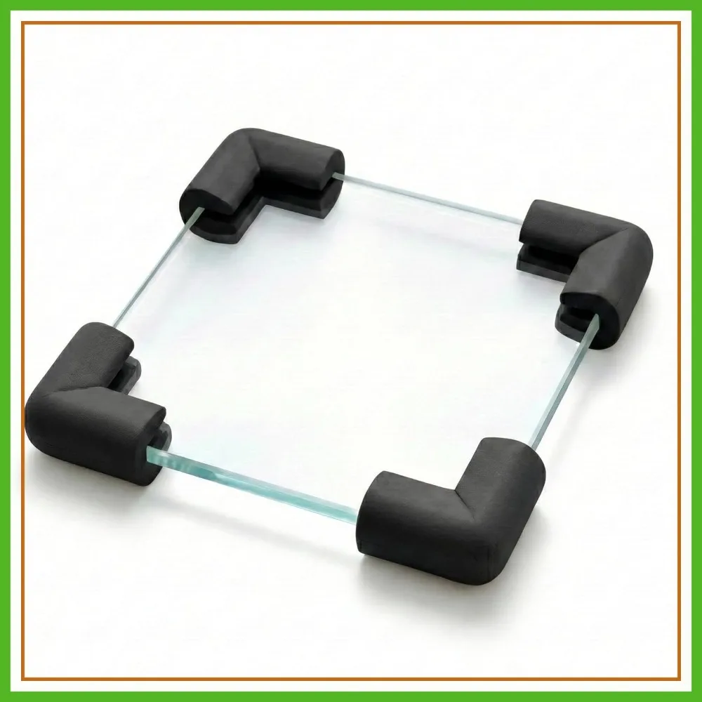 

4 Pcs U-Shape Edge Protectors for Furniture, Black Corner Bumper Guards, Table Desk Safety Cushion