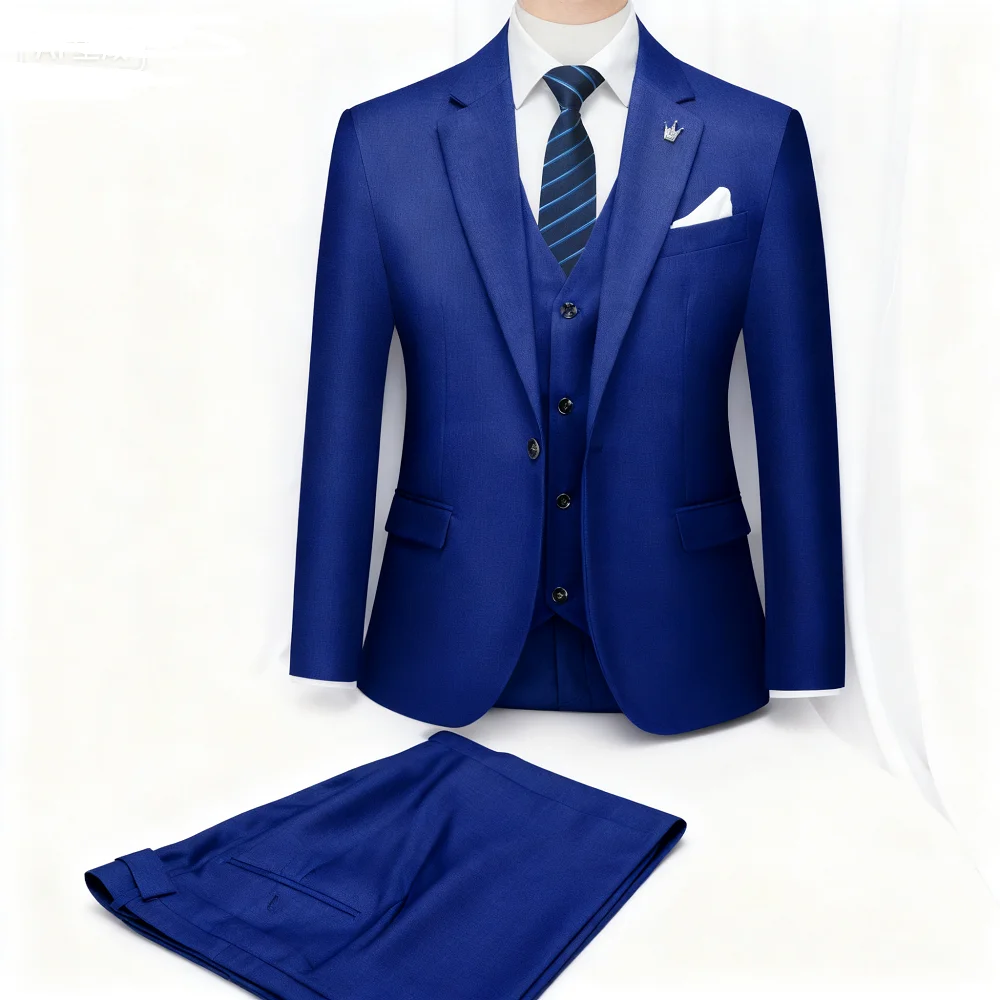 

Men's Orange Yellow Slim Fit Wedding Terno 3-Piece Smoking Suit Casual Blazer Vest Pants Set for Party