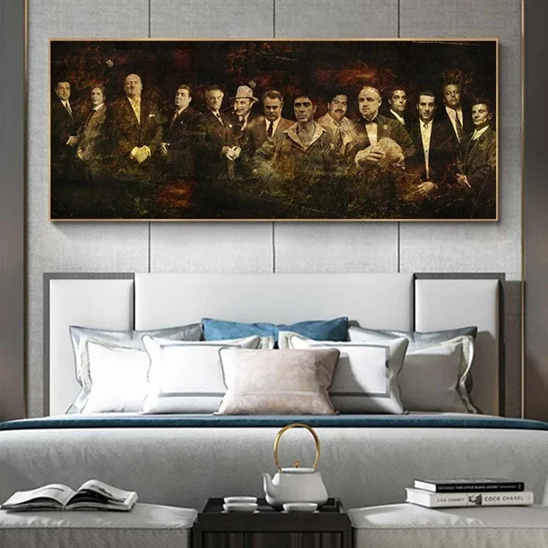 Classic Vintage Wall Art Movie Godfather Mafia Leader HD Canvas Oil Painting Poster Print Home Bedroom Living Room Decoration