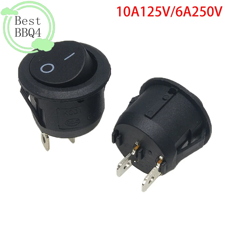 

(BBQ4)20pcs Rocker Switch Black On Off 2 Pin Mini Round Toggle Switch 3A 250V 6A 125V Circle Switches For RV Car Truck Boat