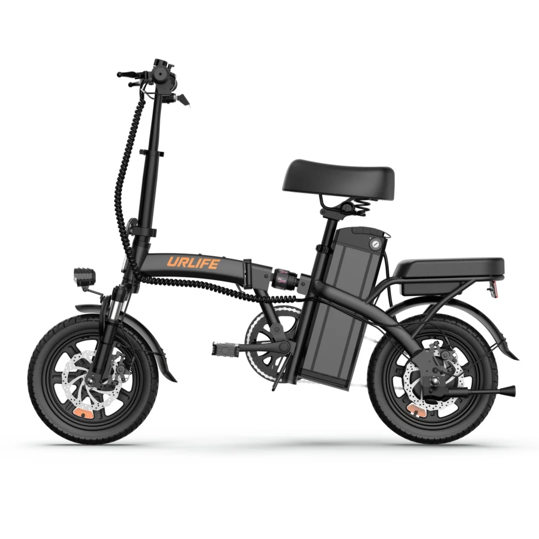 URLIFE F1L Elektrische fiets voor volwassenen, 250W motor, opvouwbare e-bike, 14-inch banden, woon-werkverkeer e-bike, 48V7.5AH batterij, 25KM/H stads elektrische fiets