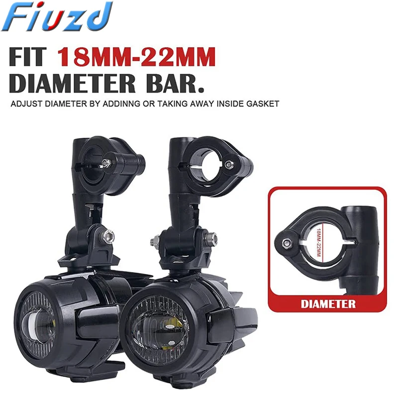 Pair 100W Motorcycle Headlight Fog Lights Led Auxiliary Driving Light Spotlight Headlamp Dual Color flasher farol Moto Fog Lamp.