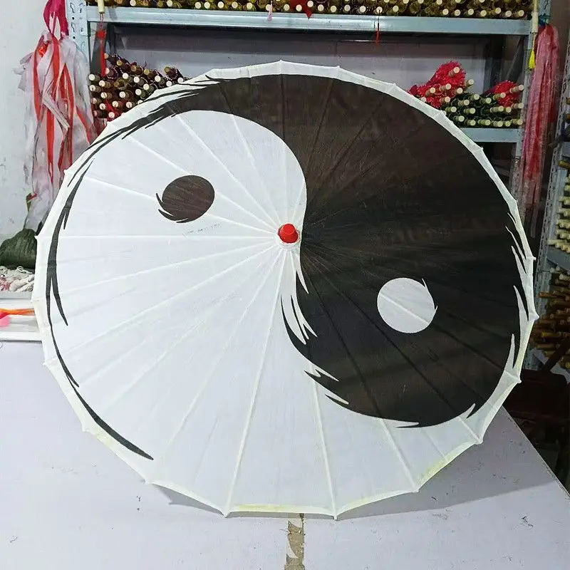 Tai Chi Bagua Silk Cloth Oil Paper Umbrella Handmade Twelve Zodiac Signs Dipper Seven Stars Yin Yang Fish Chinese Ancient