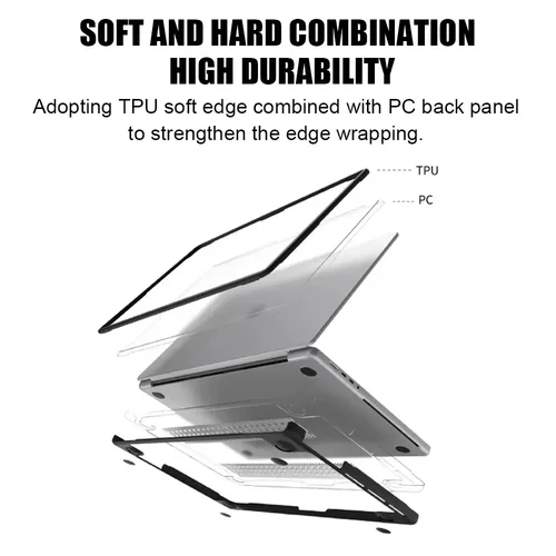 Imagen 2 del producto Funda de portátil para Macbook Air de 13 pulgadas M4 M3 M2 2025 2022, funda de TPU para Macbook Air 15 M4 2025, funda para Pro 14 16 M4 2024