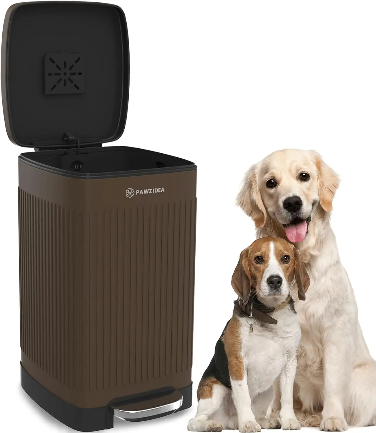 

Большой мусорный бак для собак на 5,3 галлона с крышкой для контроля запаха, водонепроницаемый уличный мусорный бак для удаления домашних животных