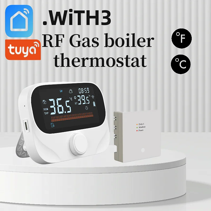 Tuya Smart Home Wifi Wireless Thermostat RF Battery Gas Boiler Water Heating Digital Temperature Controller Alexa Google Home