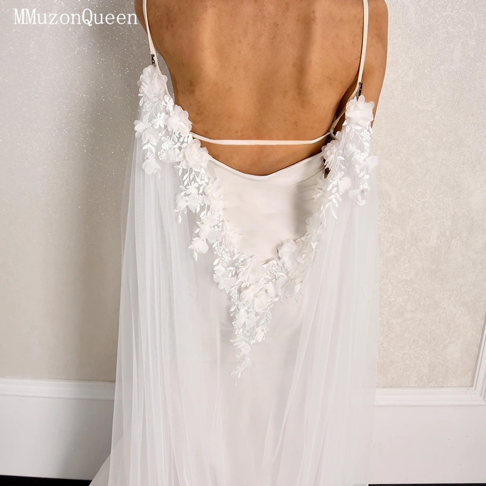 MMQ New White Bridal Cape 3d Floral Embroidery Decorated Grand Hall Wedding Accessory vestidos de novia فساتين سهرة MG64