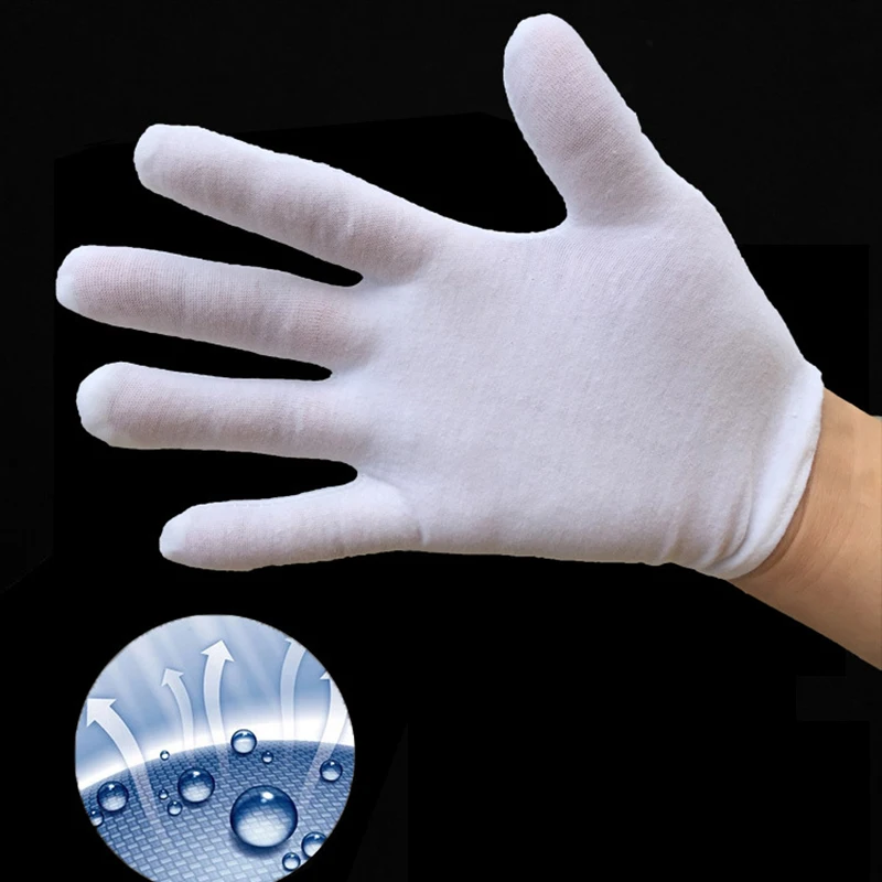 1 Pairs White Cotton Gloves 8\