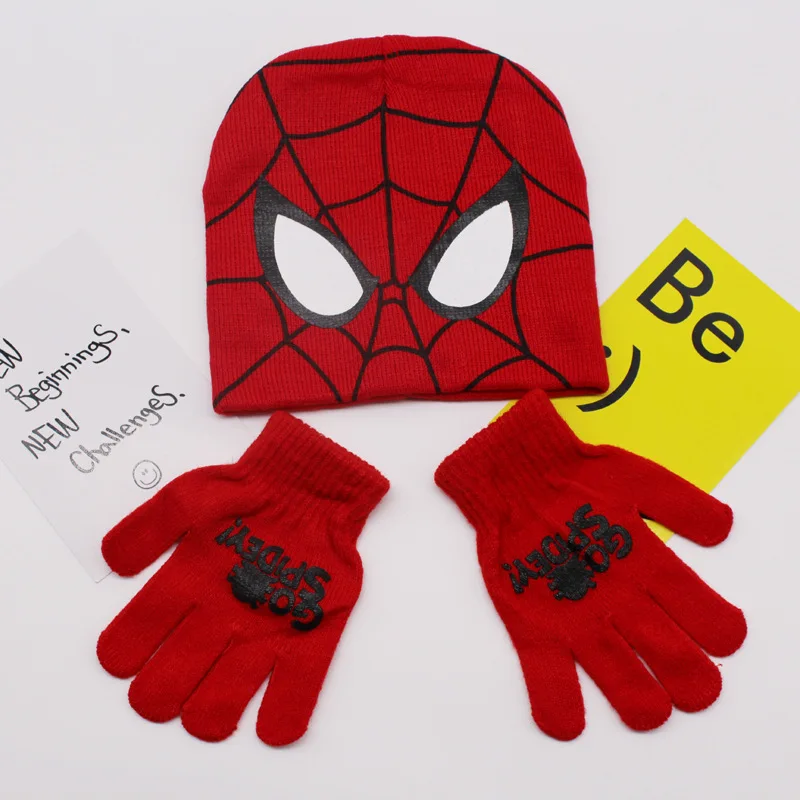 Marvel Movies Knitted Hat Glove Scarf Autumn Winter Avengers Spiderman Knitted Hat Ear Protector New Fashion Hat Birthday Gifts