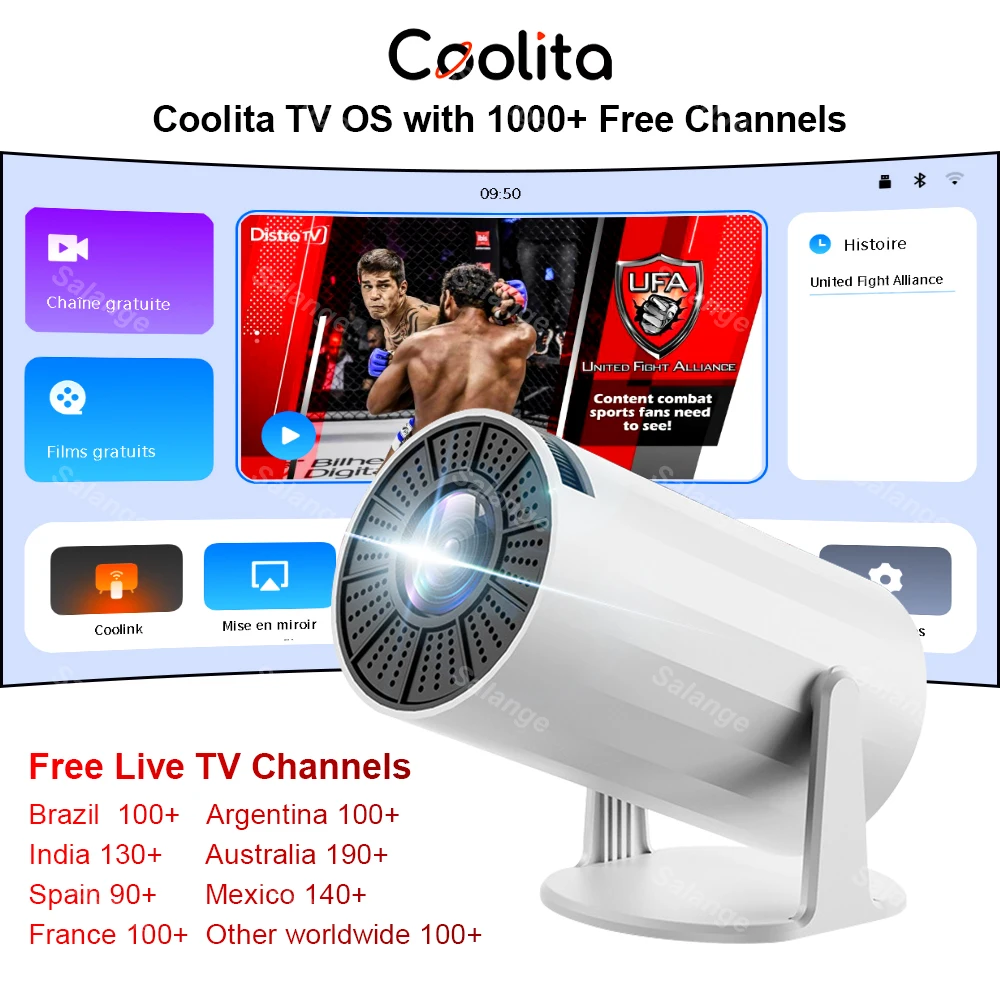 جهاز عرض ذكي X8Mini مع قنوات تلفزيون مجانية مدى الحياة WiFi6 BT5 يدعم 1080P جهاز عرض فيديو Coolita OS سينما منزلية
