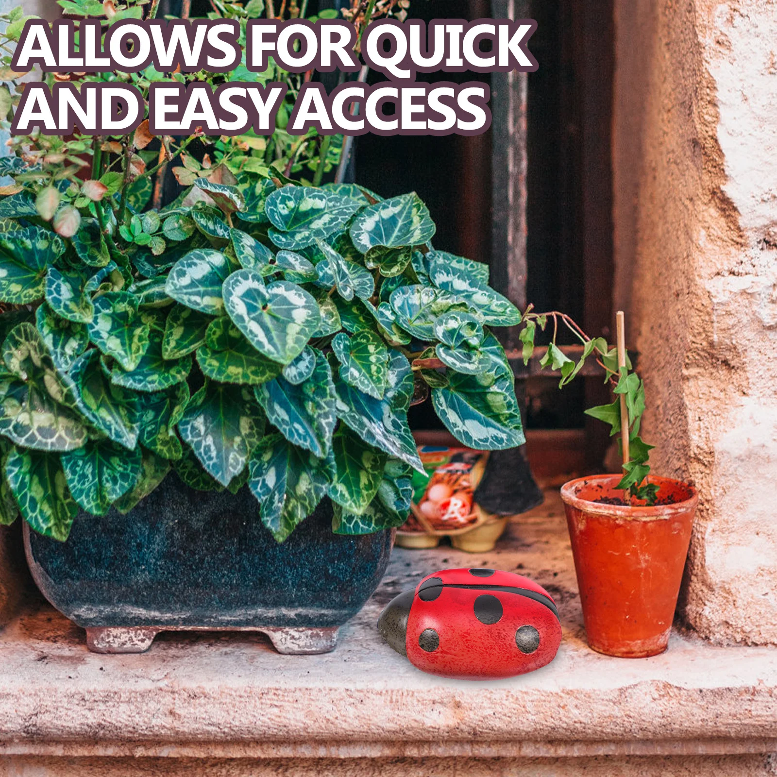 Ladybug Key Hider Outdoor Weatherproof Large Garden Yard Storage Box Decorative Safe Holder Weatherproof Storage Box