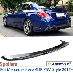 MAGICKIT For Mercedes Benz 4DR PSM Style 2015+ CAR Accessories Carbon Fiber Look Rear Trunk Tail Wing Lip W205 Spoiler Amg