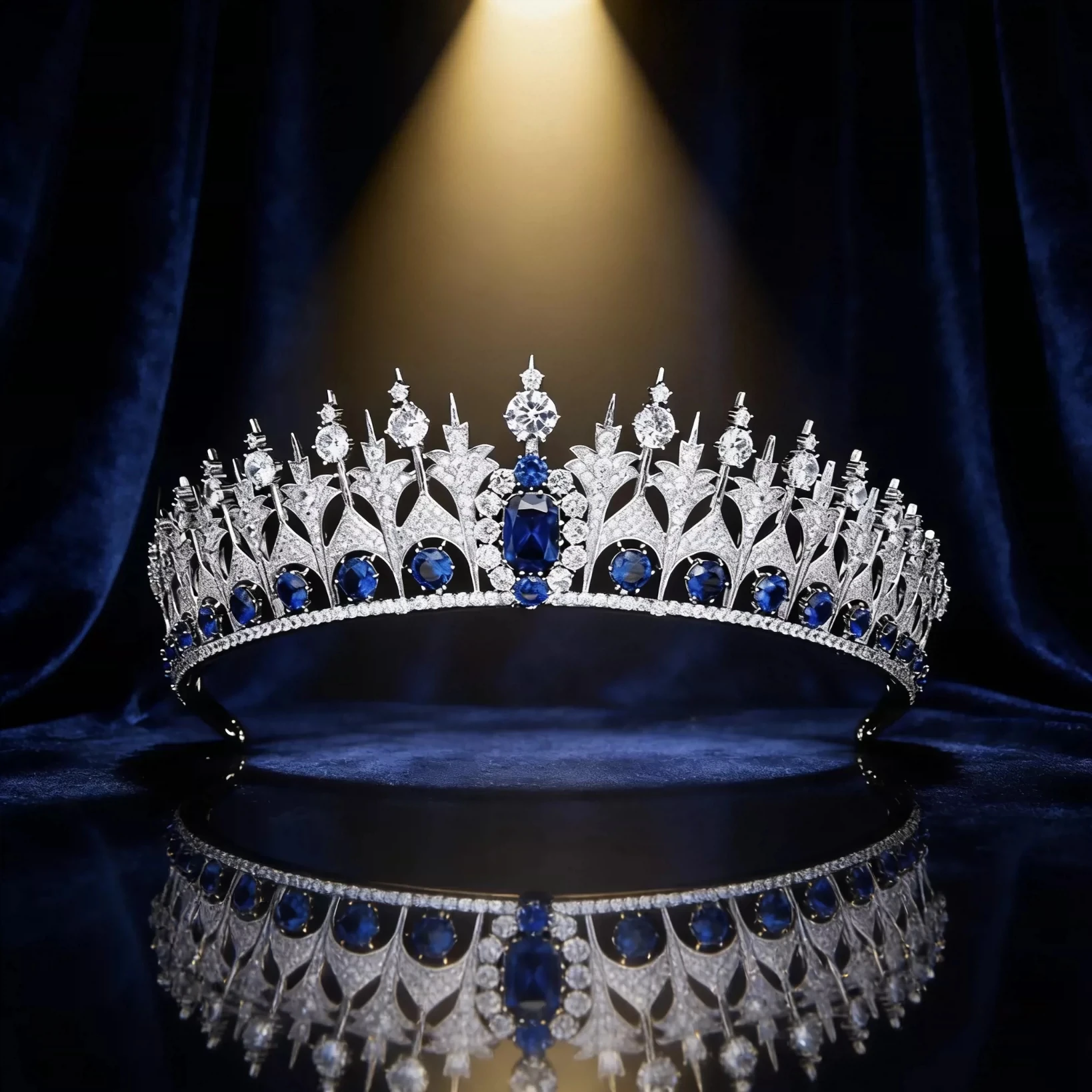 Blue Sapphire Retro Wedding Headwear European American Royal Princess Crown Bridal Zircon Hair Accessories