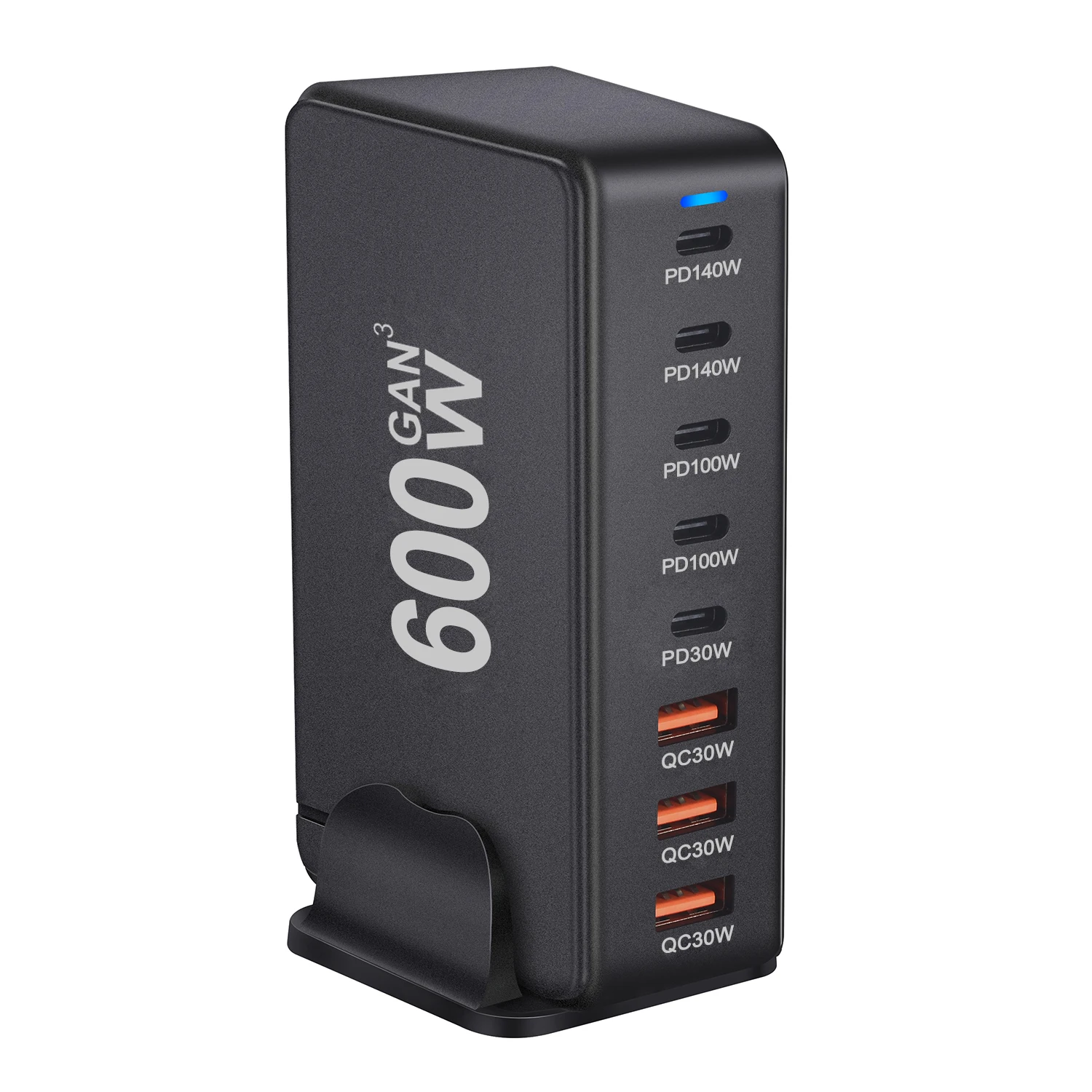 600W Gan Fast Charge 3.0 USB Type C Charger 8-Port 5C3A PD Mobile Tablet Fast Charger for Phone Convenient Carry