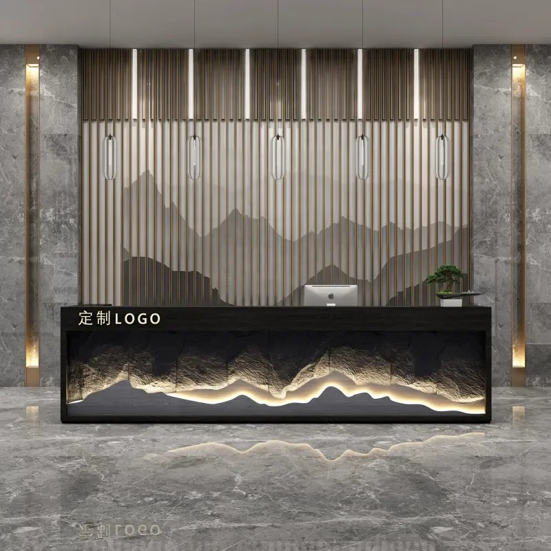 Retro Reception Desk for Hotel B&B Front Desk Restaurant Tea Bar Checkout Counter Health Center Foot Bath Shop Bar Table