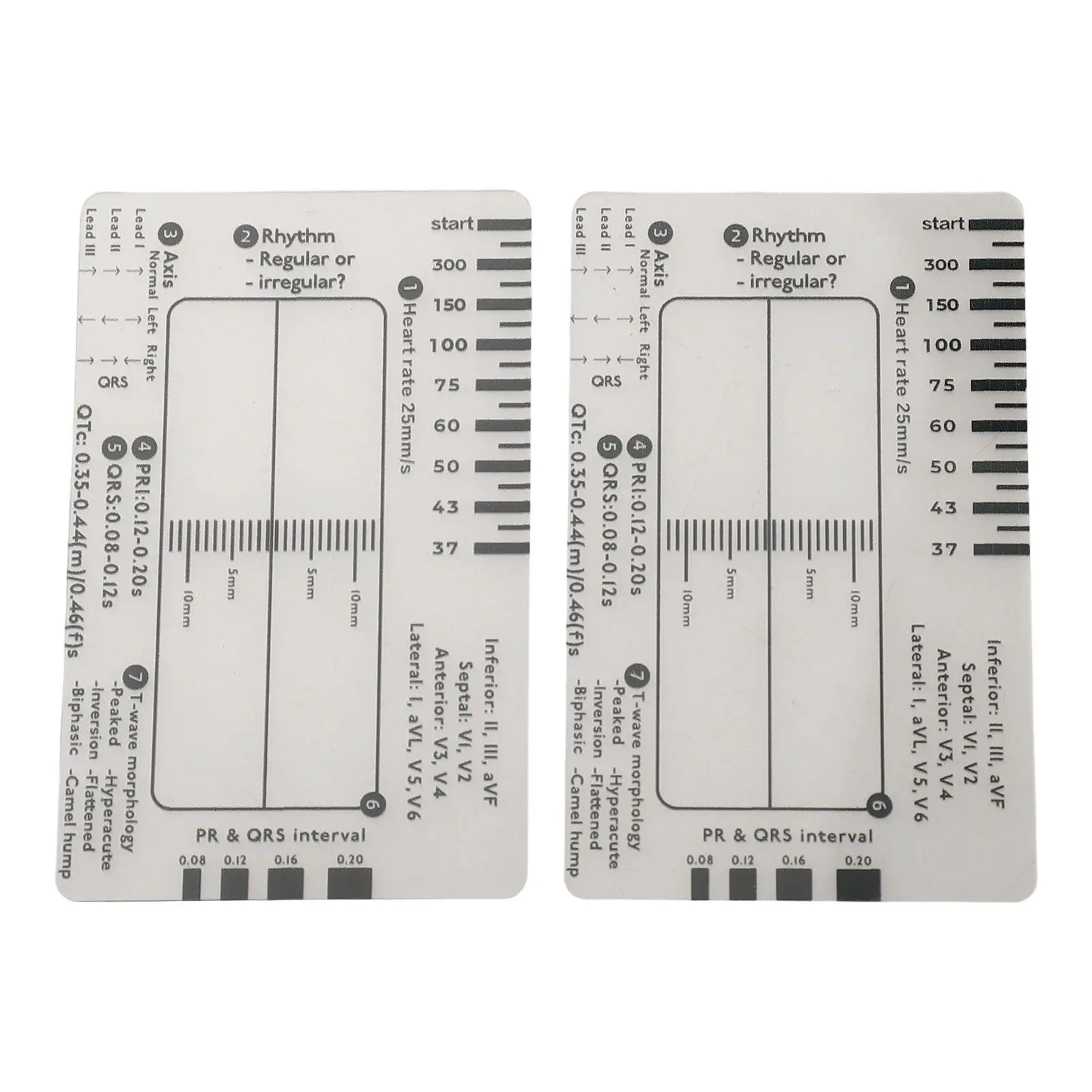 7 Step Ruler Transparent Plastic Caliper Interpretation Measurement Tool For ECG Heartbeat PR QRS ST T Wave Analysis