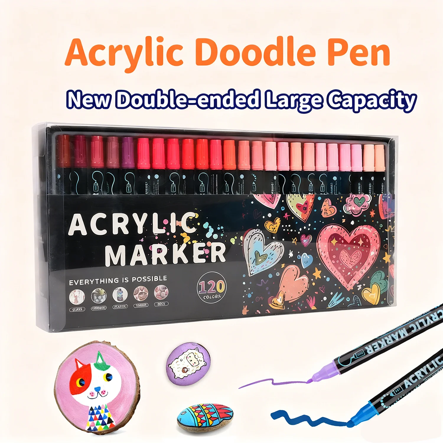 

12-120 Color Dual Tip Acrylic Paint Pen polka dots & Fine Tip Markers Pens Set DIY Crafts Art Supplies for Child Adult Christmas