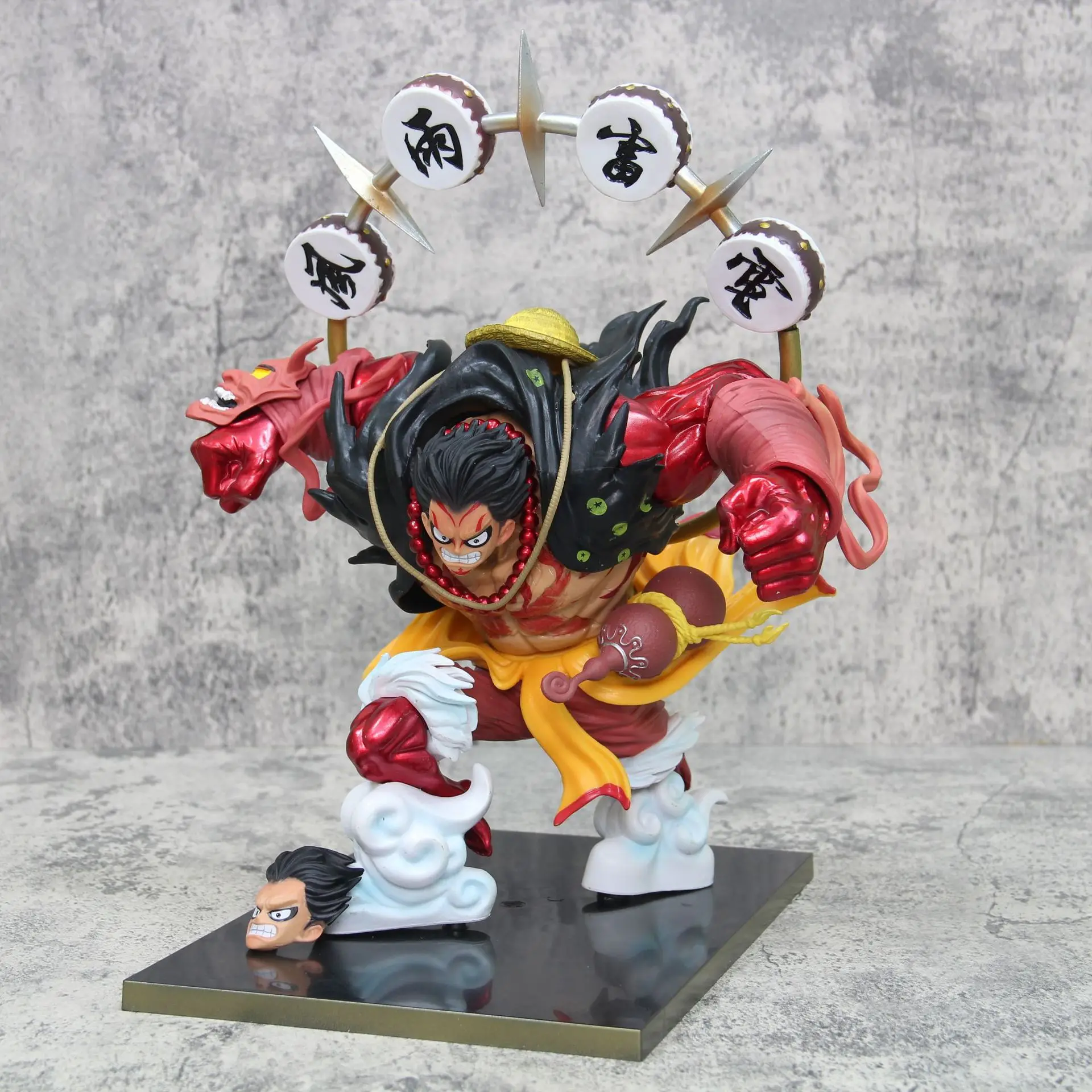 Luffy Fourth Gear Kabuki Thunder Attack Anime Figure Model Statue Collection, Décoration de bureau, Ornement, Jouet Cadeau, 33cm, 1 Pc