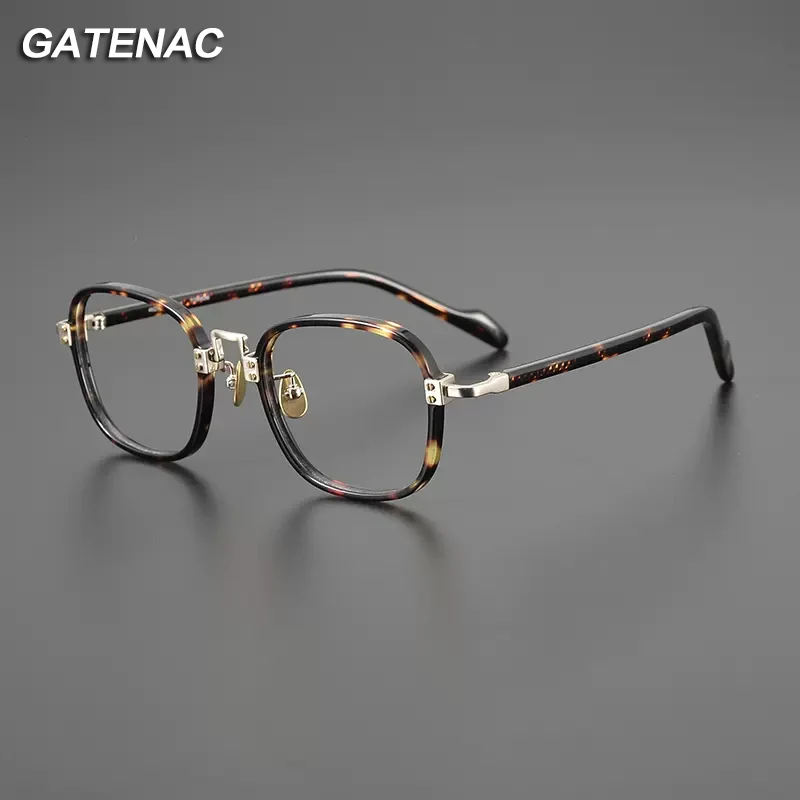 

Vintage Acetate Titanium Glasses Frame Men Square Designer Myopia Prescription Eyeglasses Frame Retro Women Luxury Brand Eyewear