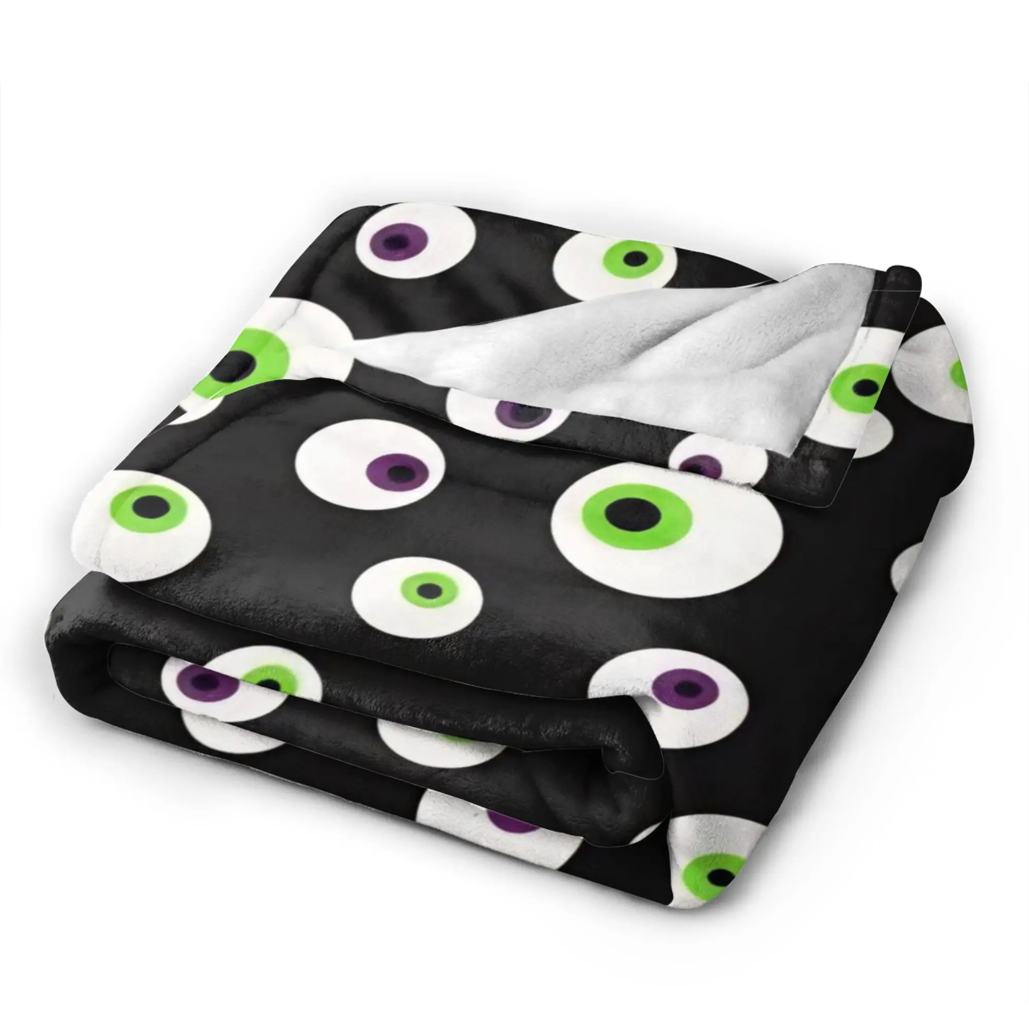 Horror Monster Eyes Halloween Flannel Blankets  Customized Throw Blanket for Home 125*100cm Rug Piece view 5