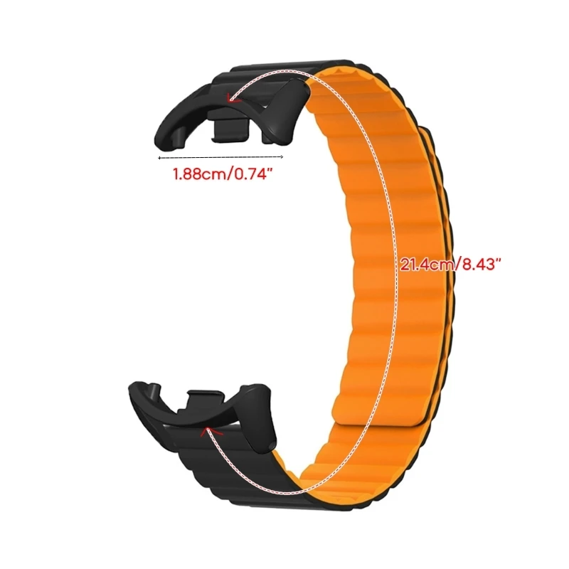 샤오미 미 밴드 8 용 마그네틱 실리콘 스트랩, 스마트워치 밴드, 내구성 팔찌 시계 패션 벨트, 내마모성 손목 밴드