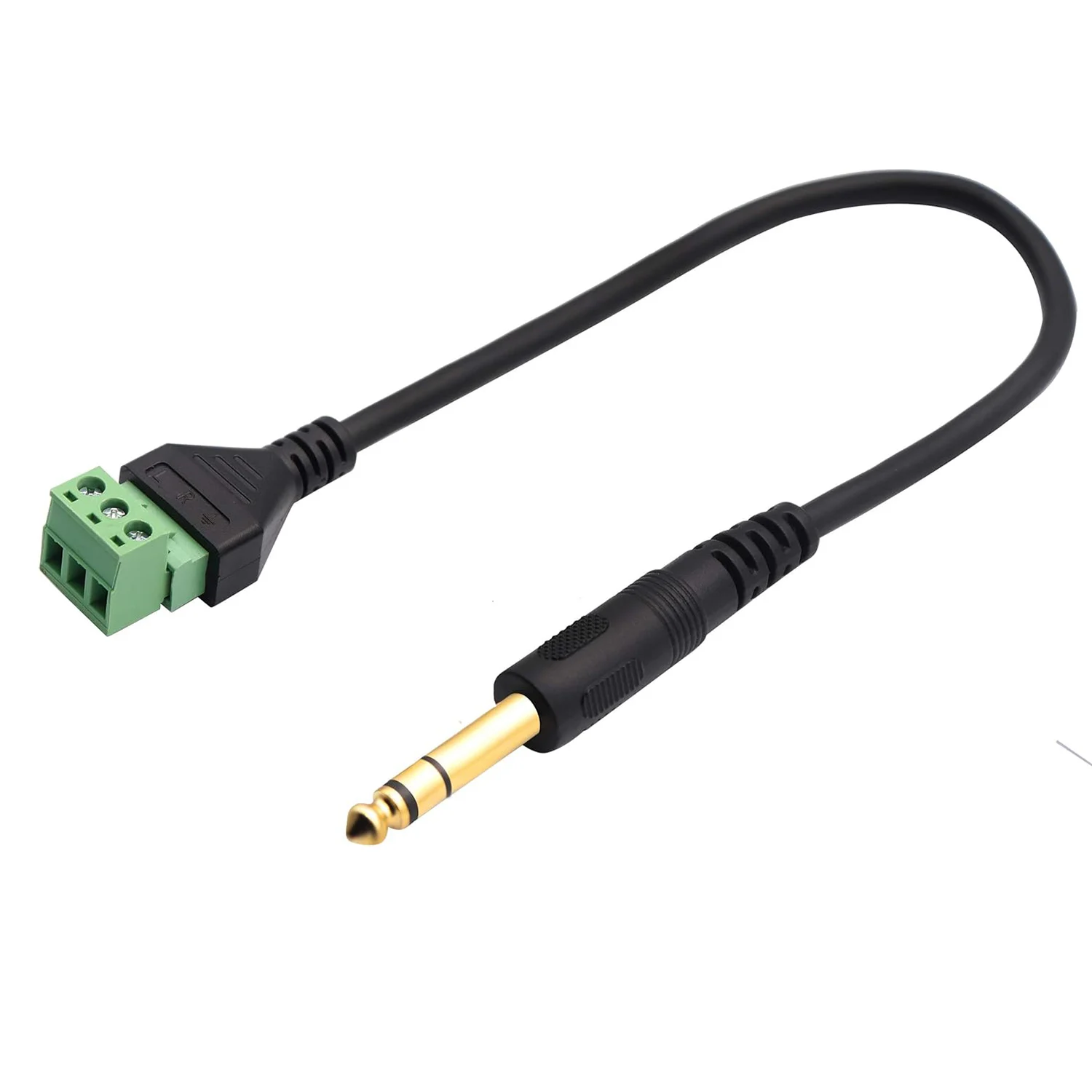 1szt Złota wtyczka męska 6,35 mm 1/4" Stereo TRS do 3-pinowej śruby AV Balun wideo Złącze wtykowe Adapter bez lutowania Kabel blokowy