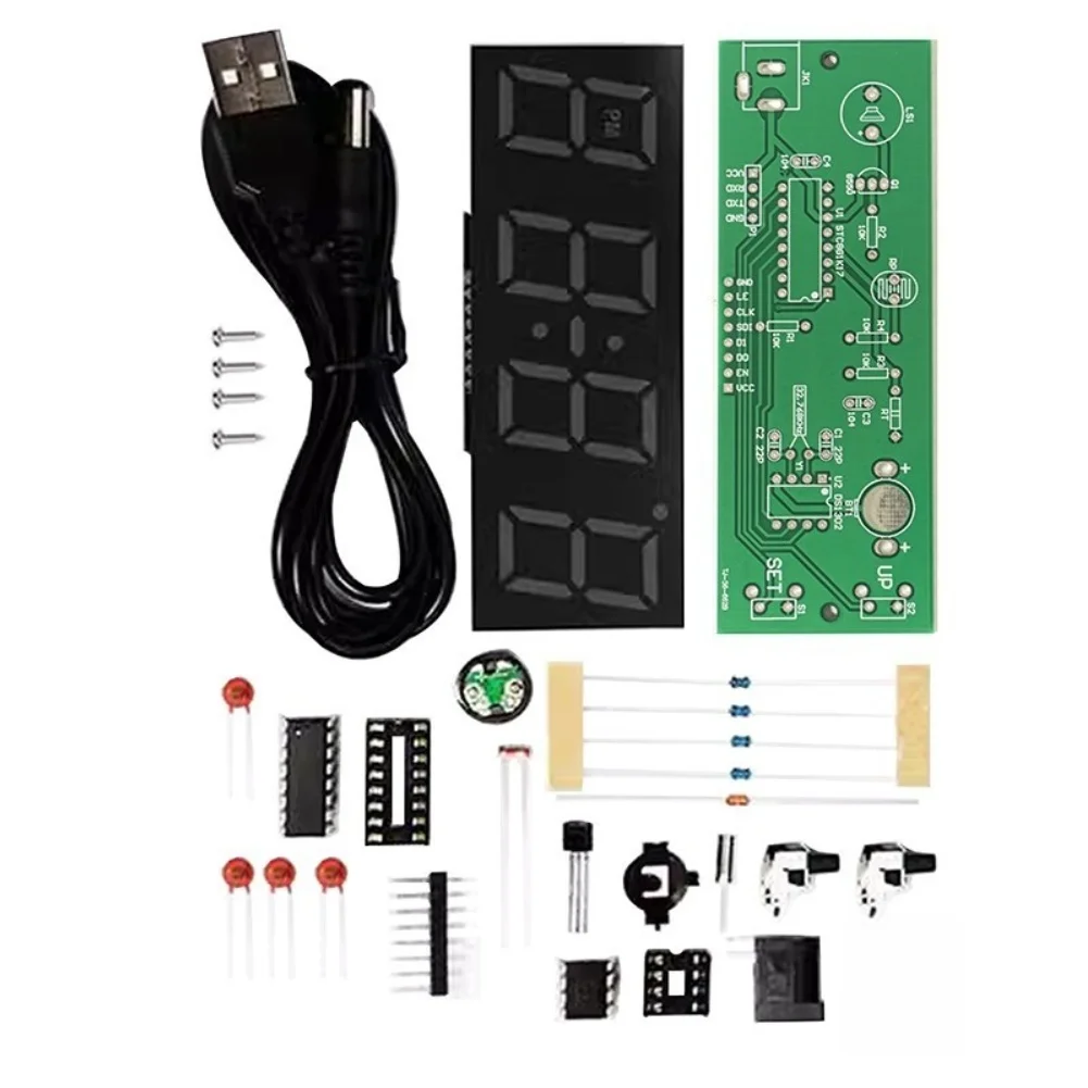 DIY For RGB Digital Clock Kit with PCB Components for Soldering Practice and Functional Time Temperature Display