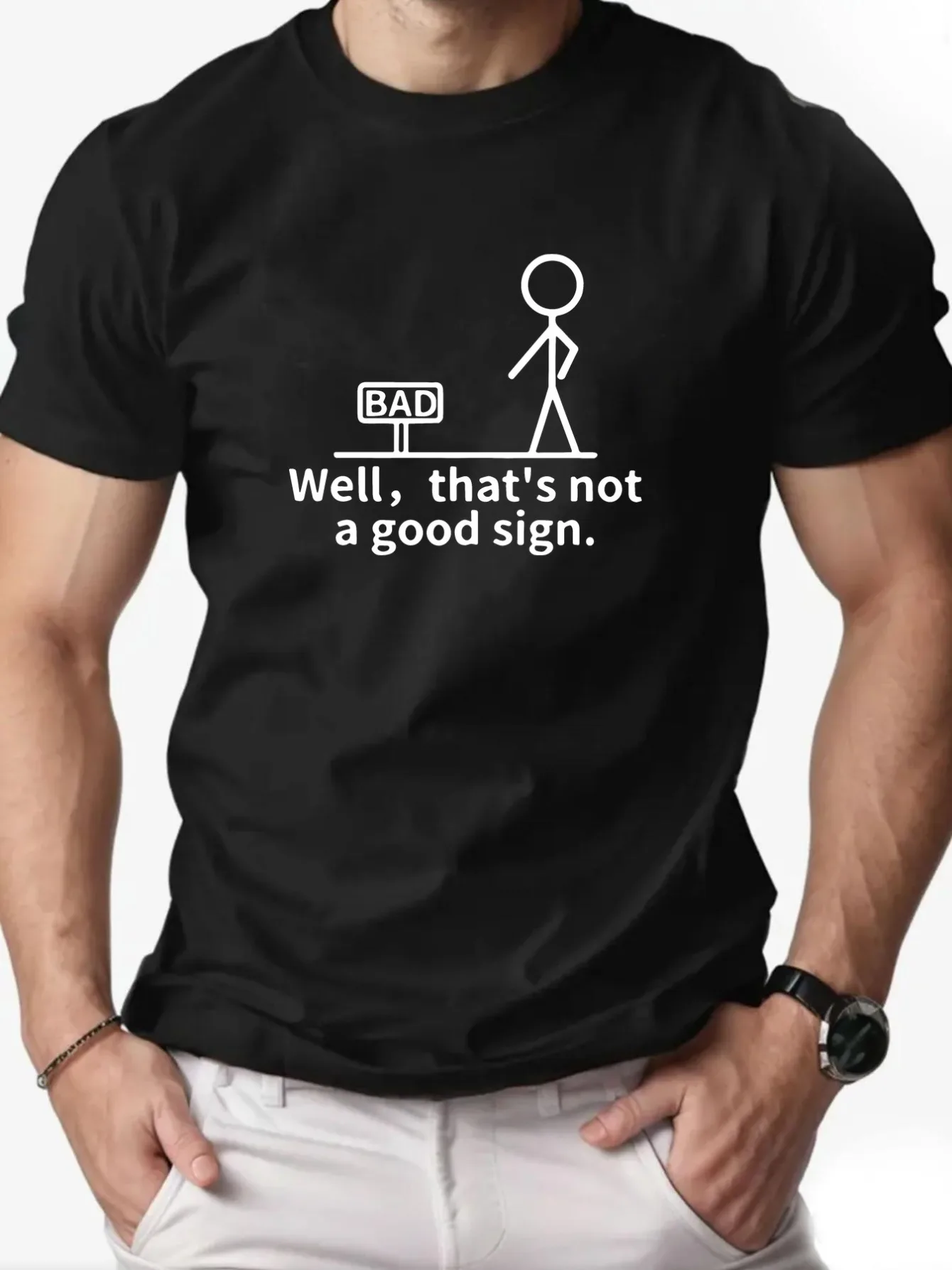 Anniversary New digital print simple round-neck men's regular short-sleeved, trendy and niche street fun slogan quick-drying