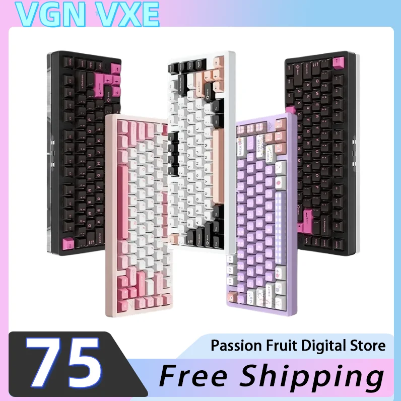 Vgn Vxe75 Three-mode Aluminum Top Mechanical Keyboard 75% Equipped With Contrasting Color Anode Weighted Mechanical Keyboard