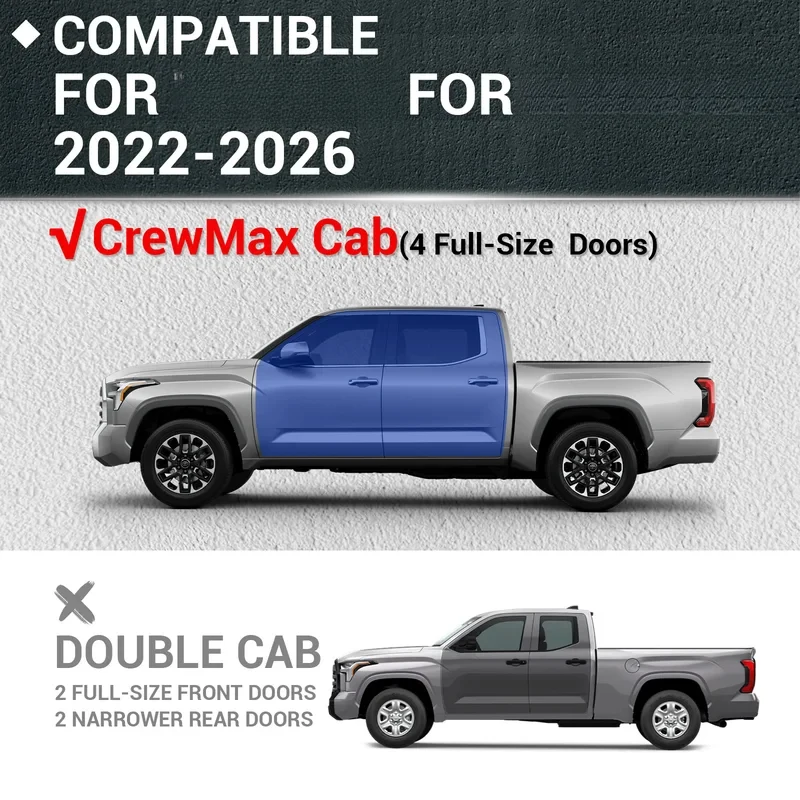 Brand NewRunning Boards with Black Powder Coated, Star Logo for 2022 2023 2024 2025 2026 Tundra Crew Max Cab