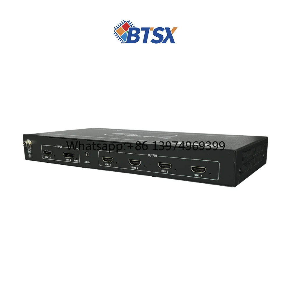 8K60 Signal Distributor 1 in 4 Out Pixel Accurate Splicing 2x2 3x1 for Control Room Large Screen Display FCC CE