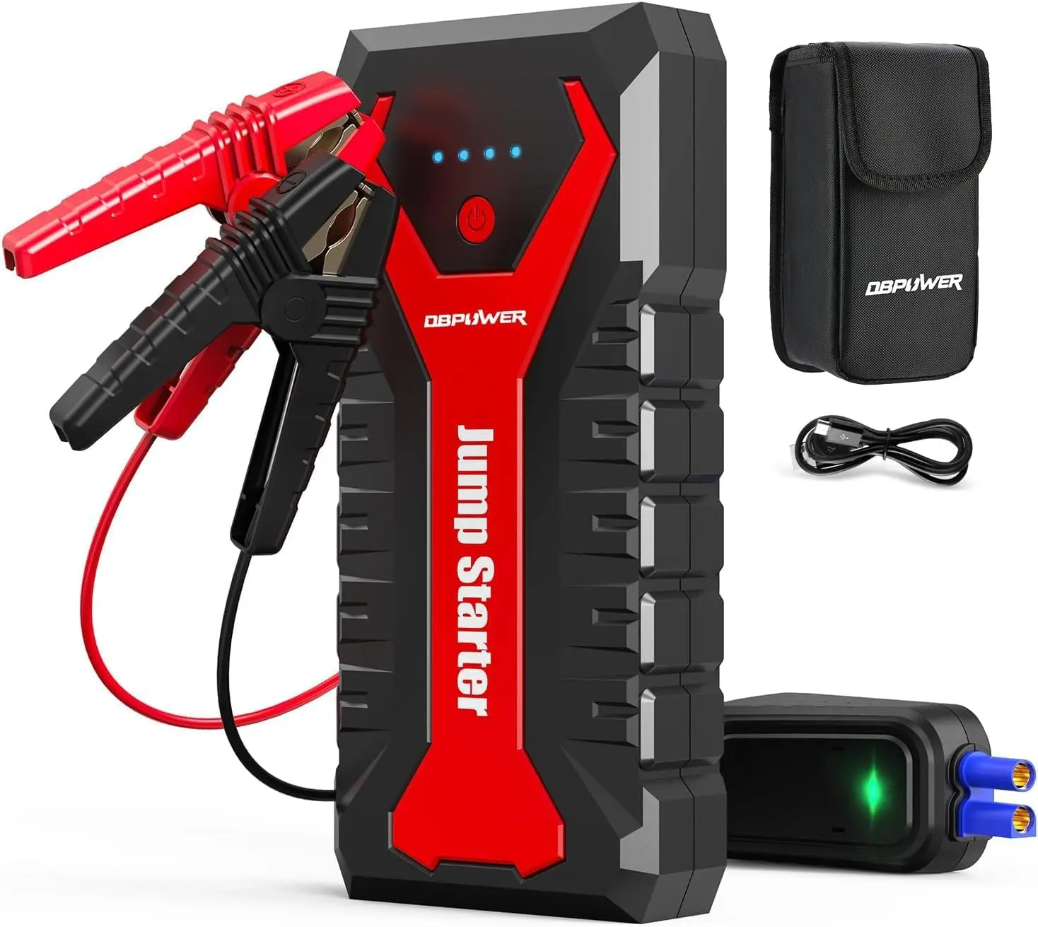 

5000A Portable Car Jump Starter for 10.0L Gas/8.0L Diesel, 12V Auto Battery Booster with Smart Clamp, Quick Charge, LED Light, Storage Bag