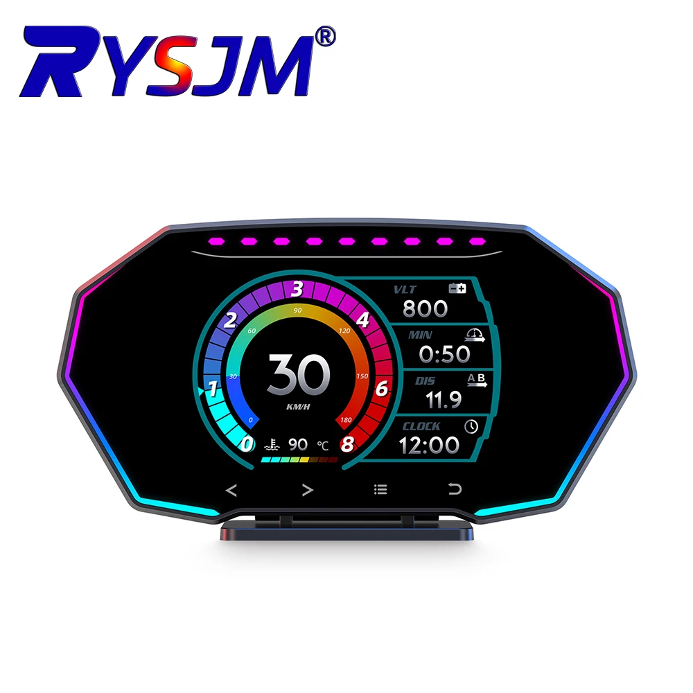 F11 Auto Meter Multi-function OBD+GPS Speedometer Water Temp Turbine Oil Temp Meter G Value Hud Car Modification