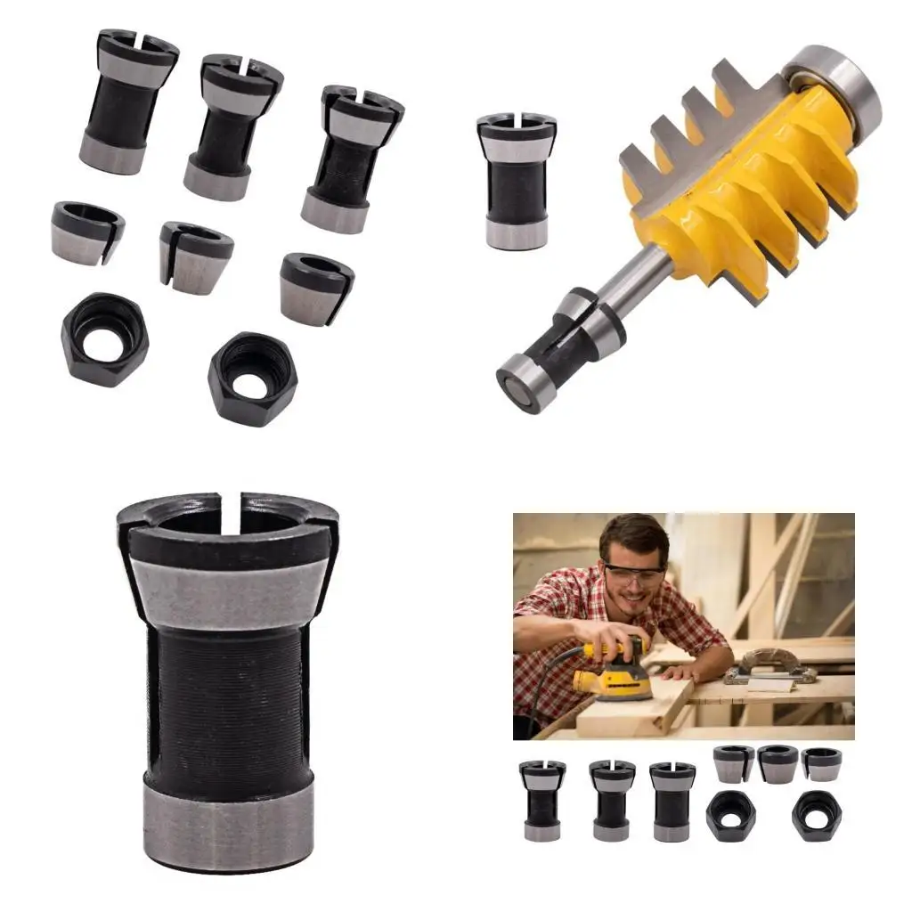 

R9UF Collet Chuck Conversion Sleeve Adapter Head Converters for Trimming Machine Electric Woodwork Routers Clamp Holder