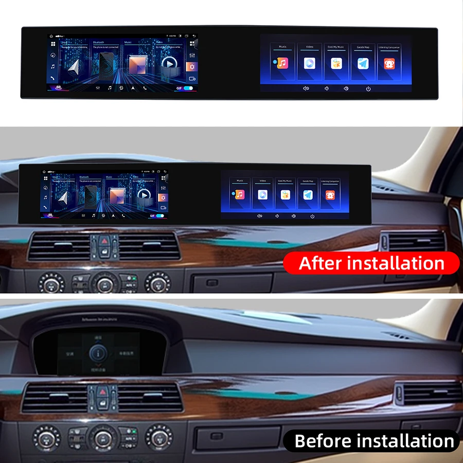 21inch Dual Screen CarPlay For BMW E60 E61 E63 E64 2003-2010 CCC CIC Android 15 Navi Multimedia Video Player Stereo Wifi 4G