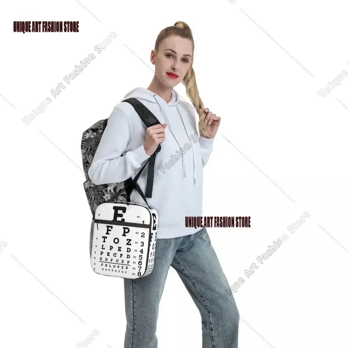 Snellen Eye Chart Insulated Lunch Tote Bag for Women Eye Surgeon Portable Cooler Thermal Food Lunch Box School