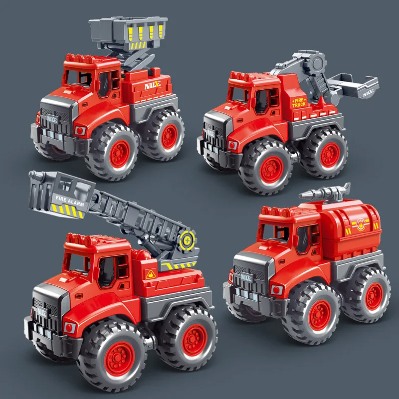 

Children Fire Truck Ladder Rescue Vehicle Can Be Lifted 360 ° Rotation Simulation Fire Truck Model Inertia Car Toy Birthday Gift