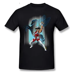 Knights Of The Zodiac T Shirt For Mens Short Sleeve Seyia Of Pegasus T-Shirt Funny Crewneck Cotton TShirts Tops